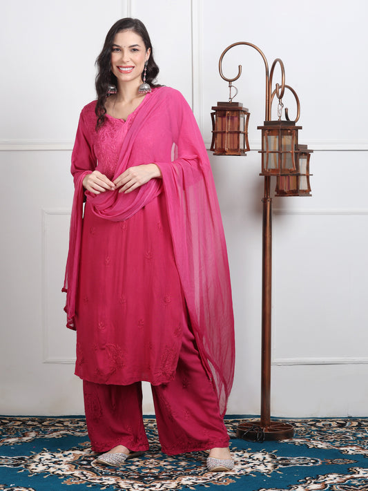 Chikankari Ryon Cotton Ombre Dyed 3pc Suit in 7 Beautiful Colors