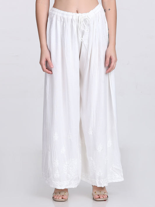 Elegant Cotton Palazzo with Chikankari Embroidery