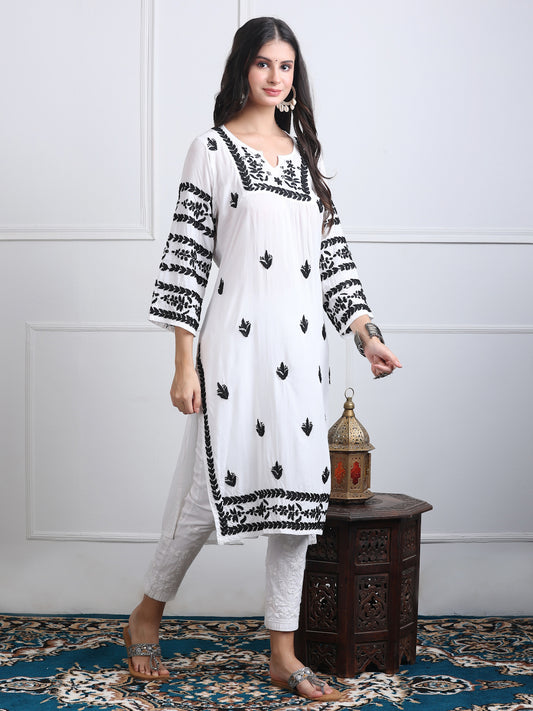 Pemium Nyra Cut Chikankari Kurta On Soft Modal Fabric
