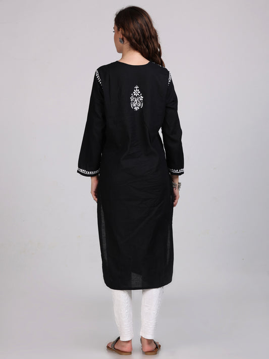 Angarkha Style Chikankari Pure Cotton Straight Kurta