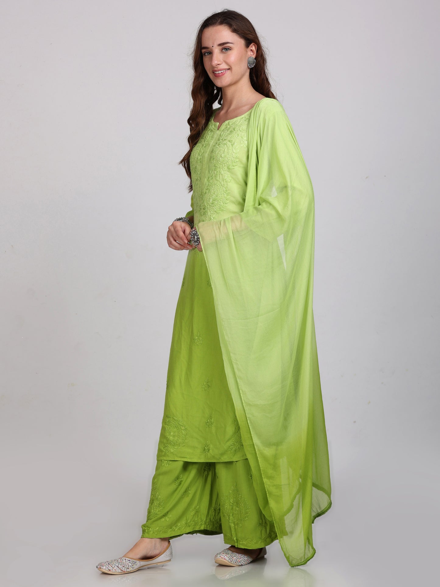 Chikankari Ryon Cotton Ombre Dyed 3pc Suit in 7 Beautiful Colors
