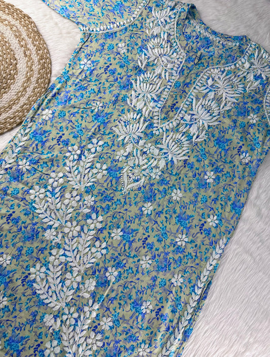 Lucknowi Chikankari Women’s Printed Mul Kurtis | Handcrafted Ethnic Wear