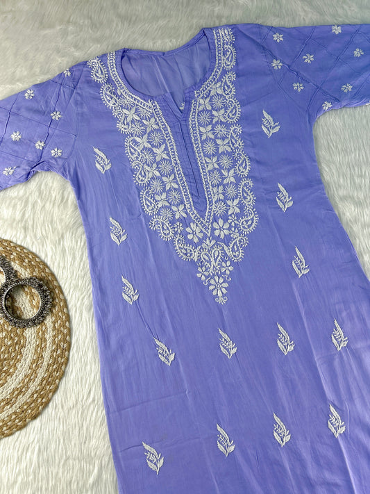 Women’s Lucknowi Chikankari Hand Embroidered Cotton Kurti
