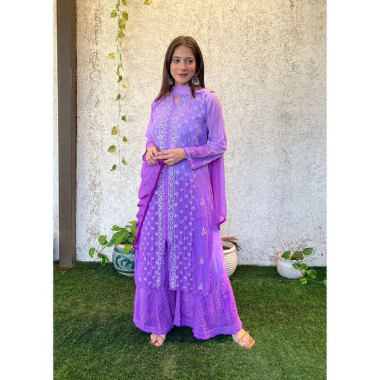 Chikankari Mukaish Work 3pcs Suit With Inner