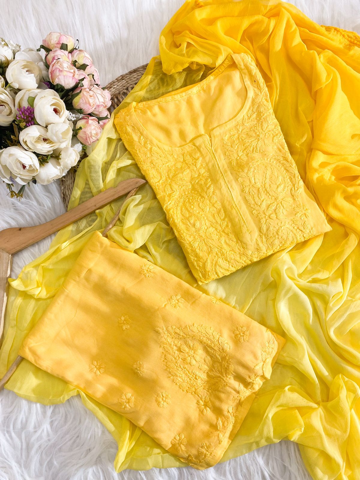 Chikankari Ryon Cotton Ombre Dyed 3pc Suit in 7 Beautiful Colors