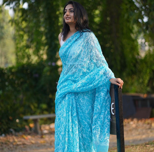 Noor Elegant Tepchi Work Chikankari Handwork Saree