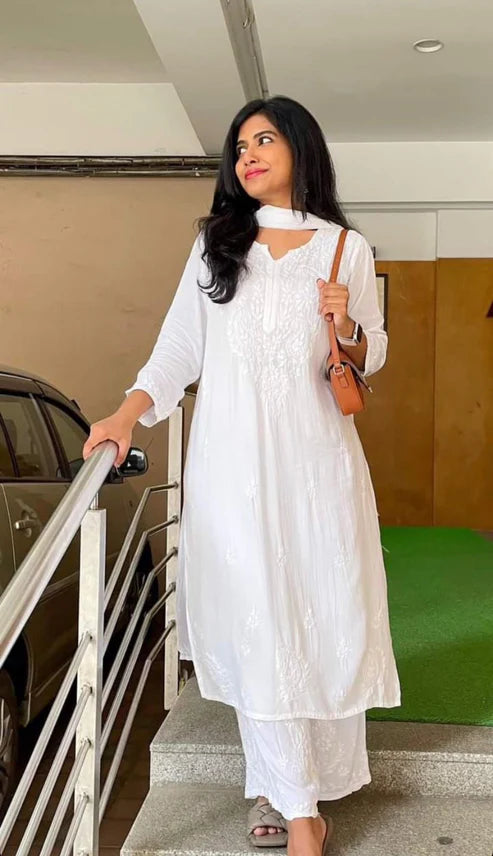 Chikankari Ryon Cotton Ombre Dyed 3pc Suit in 7 Beautiful Colors