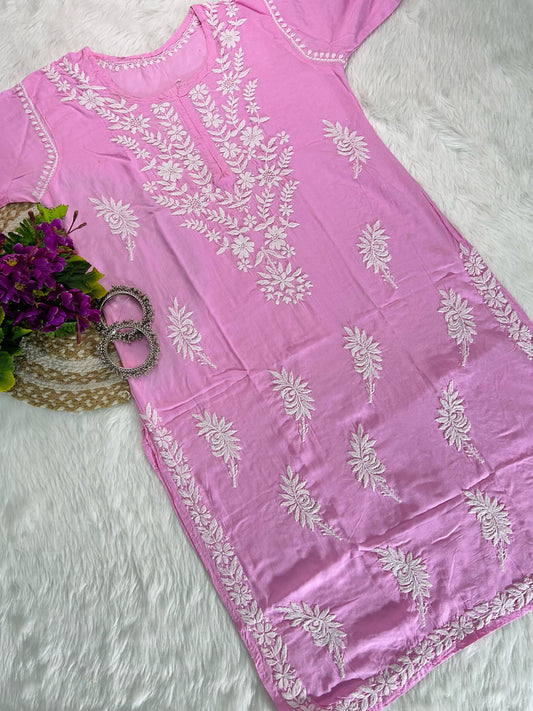 Modal Chikankari Heavy Embroidered Straight Kurta