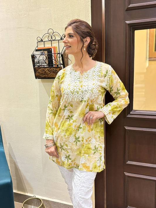 Summer Friendly Mul Mul Chikankari Short Top