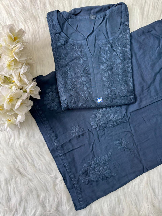 Plus Size Handwork Chikankari Rayon Kurta and Plazzo Set