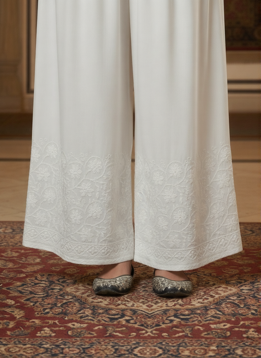 Women’s Chikankari Aari Work Flaired Plazzo