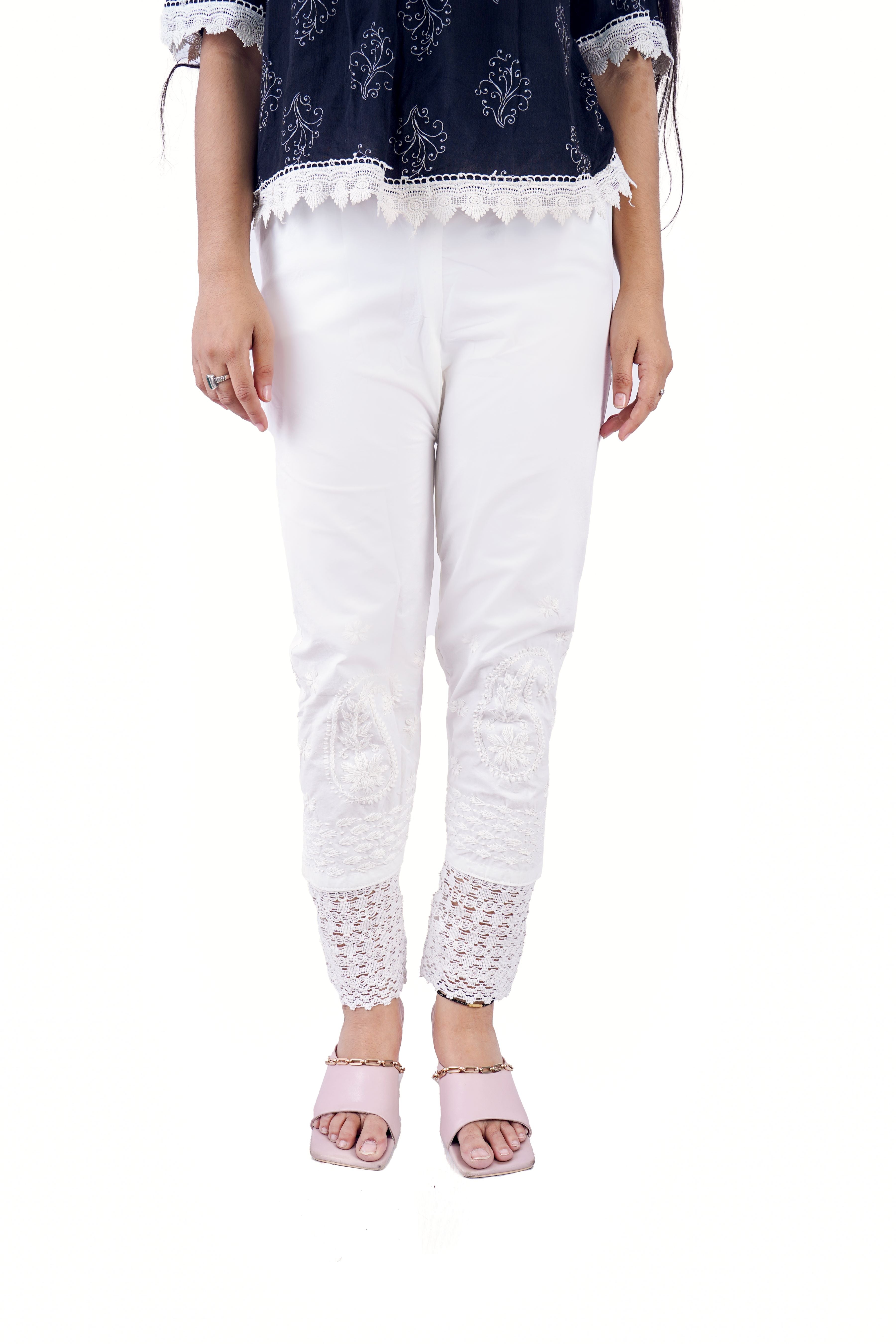Lucknowi Chikankari Pants, Stretchable White Cotton Pants, Ankle Length  Pants, Chikankari for Indian Kurta, Straight Pants, Indian Clothes - Etsy |  Cotton lycra fabric, Pants, Stylish pants