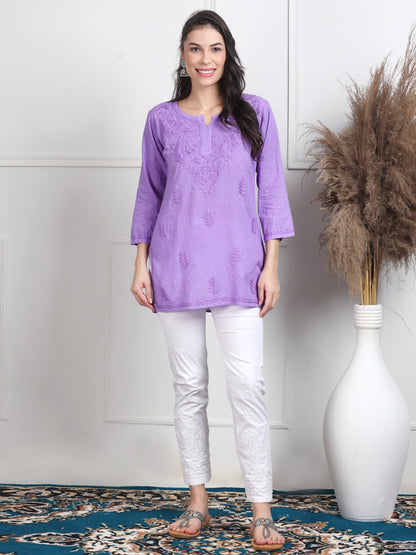 Chikankari Short Top On Pure Cotton Fabric In Beautiful Shades