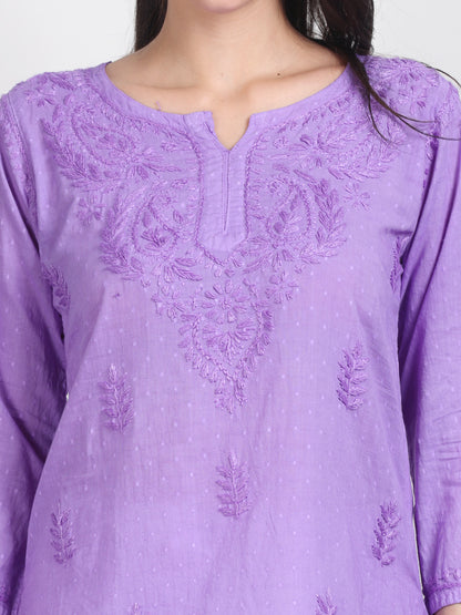 Chikankari Short Top On Pure Cotton Fabric In Beautiful Shades