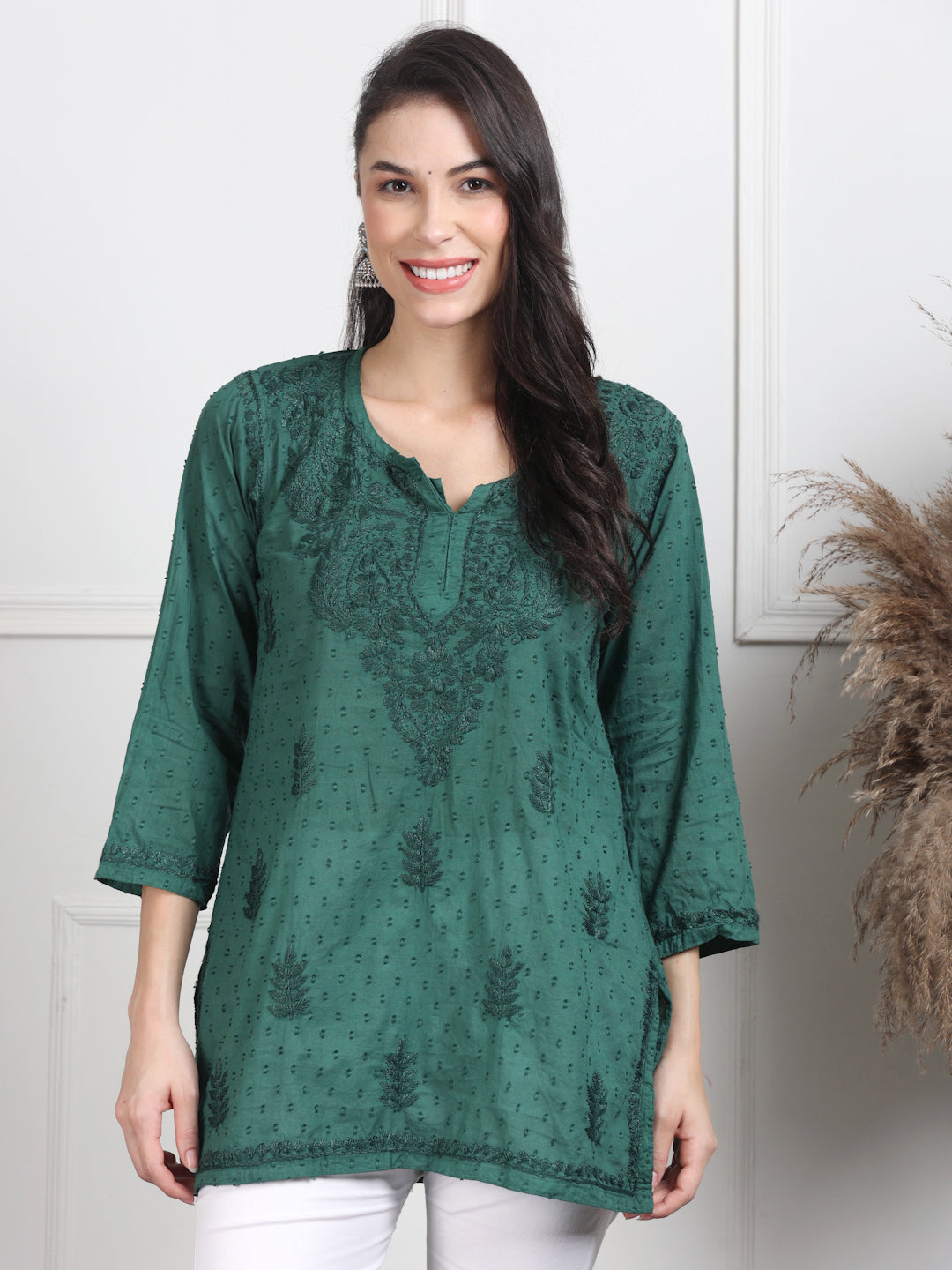 Chikankari Short Top On Pure Cotton Fabric In Beautiful Shades