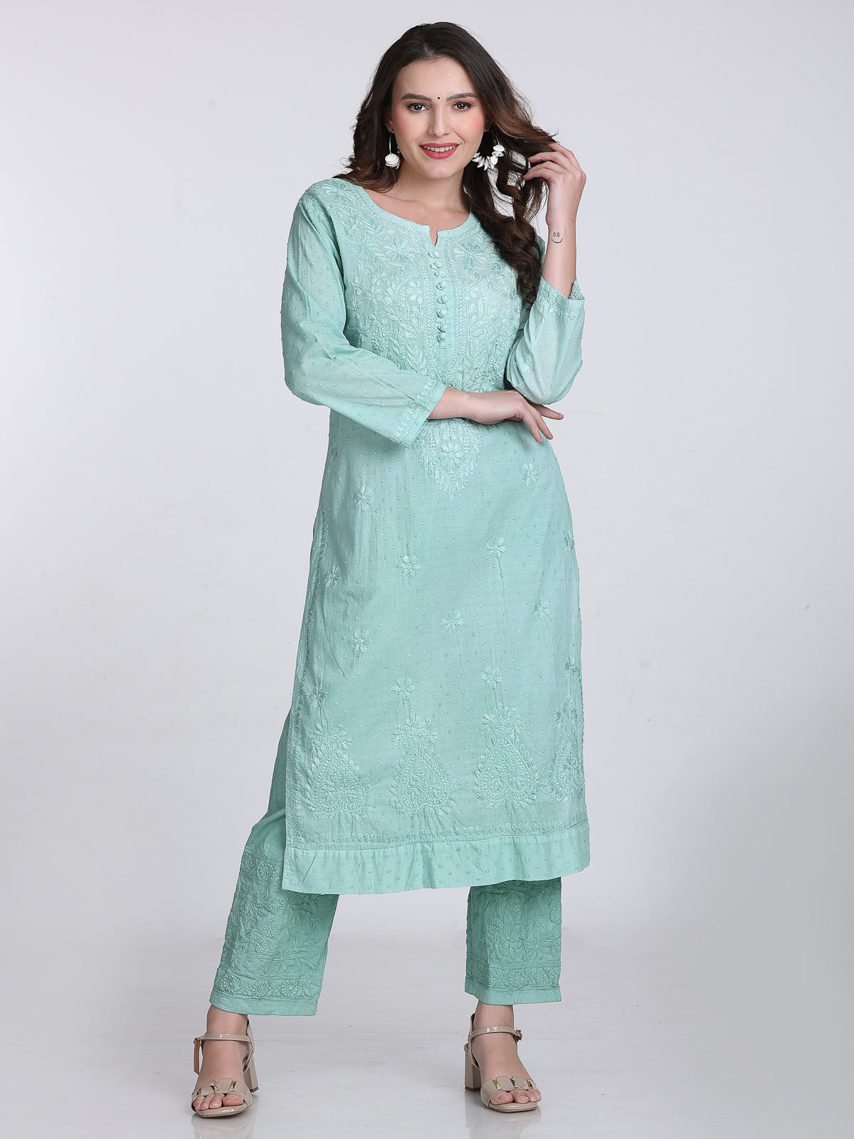 Trending Cotton Dyed Chikankari Co-ord Set In Beautiful Shades