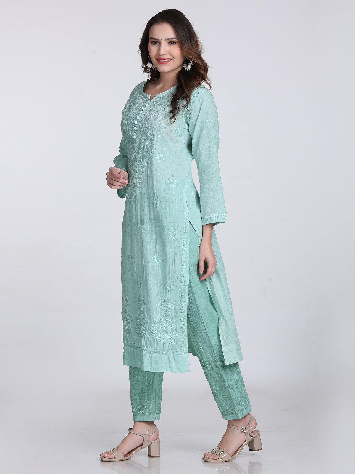 Trending Cotton Dyed Chikankari Co-ord Set In Beautiful Shades