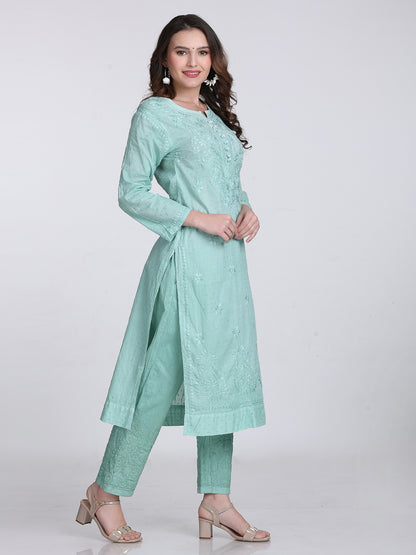 Trending Cotton Dyed Chikankari Co-ord Set In Beautiful Shades