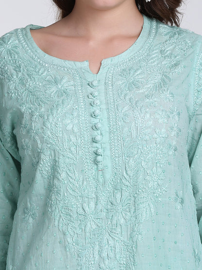 Trending Cotton Dyed Chikankari Co-ord Set In Beautiful Shades