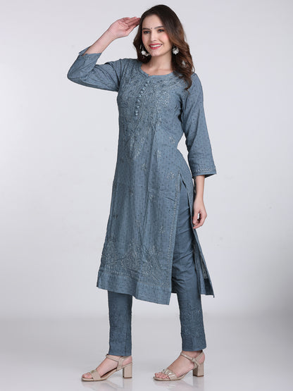 Trending Cotton Dyed Chikankari Co-ord Set In Beautiful Shades