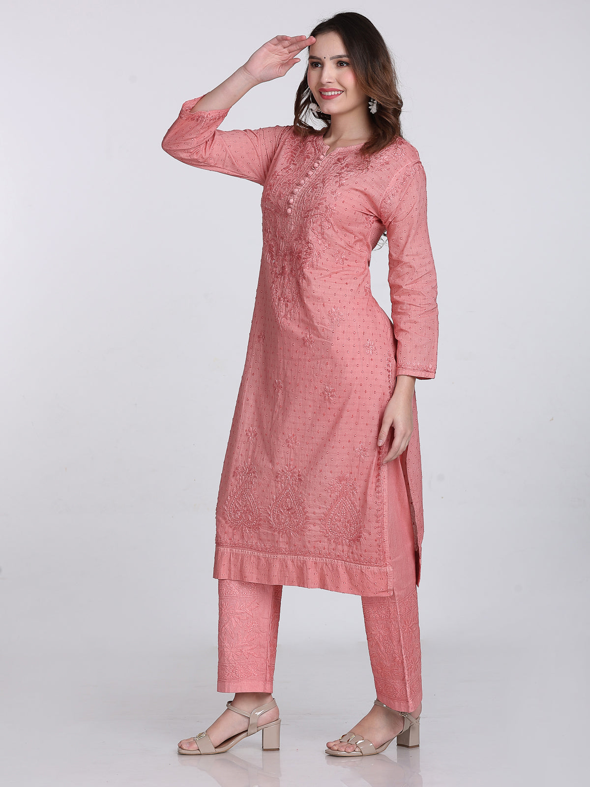 Trending Cotton Dyed Chikankari Co-ord Set In Beautiful Shades