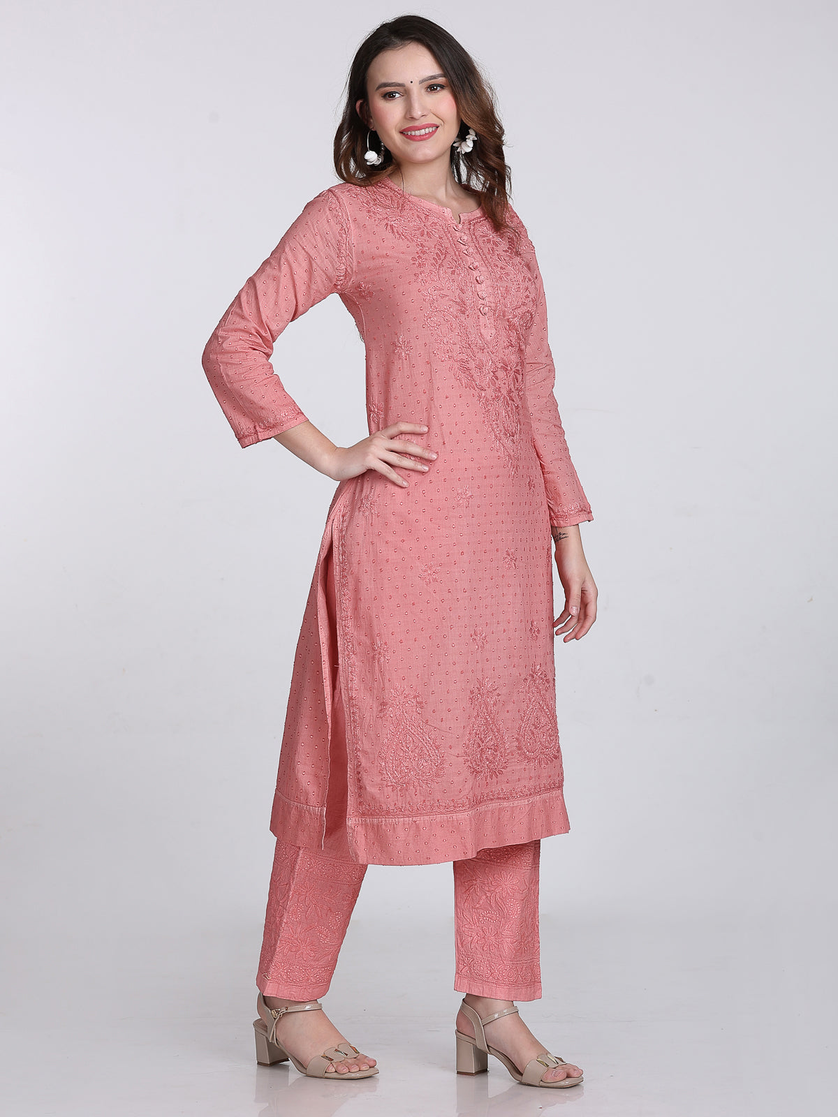 Trending Cotton Dyed Chikankari Co-ord Set In Beautiful Shades