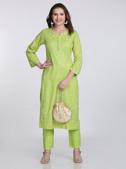 Trending Cotton Dyed Chikankari Co-ord Set In Beautiful Shades