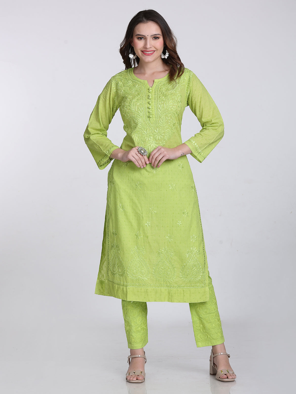 Trending Cotton Dyed Chikankari Co-ord Set In Beautiful Shades