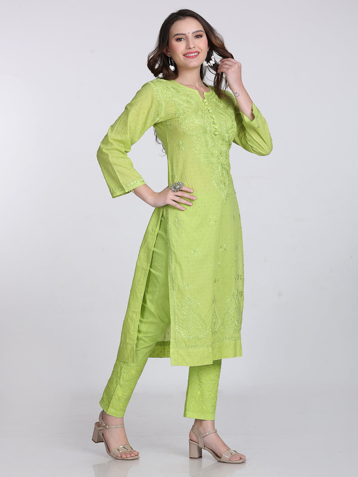 Trending Cotton Dyed Chikankari Co-ord Set In Beautiful Shades