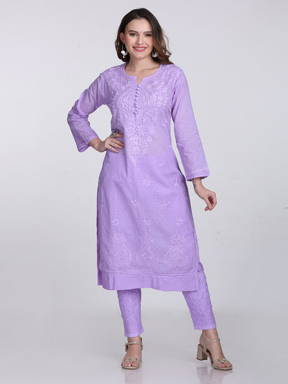 Trending Cotton Dyed Chikankari Co-ord Set In Beautiful Shades