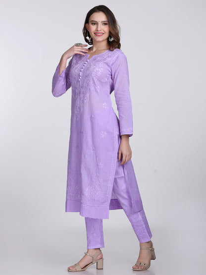 Trending Cotton Dyed Chikankari Co-ord Set In Beautiful Shades