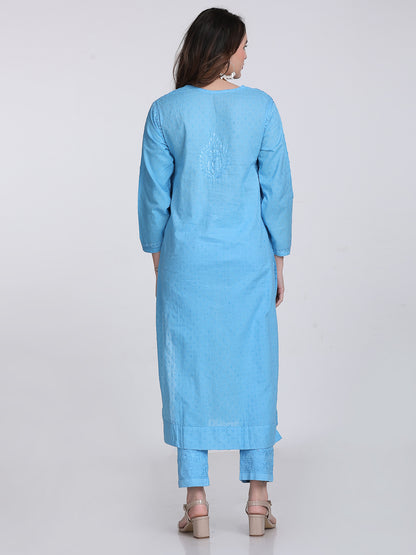 Trending Cotton Dyed Chikankari Co-ord Set In Beautiful Shades