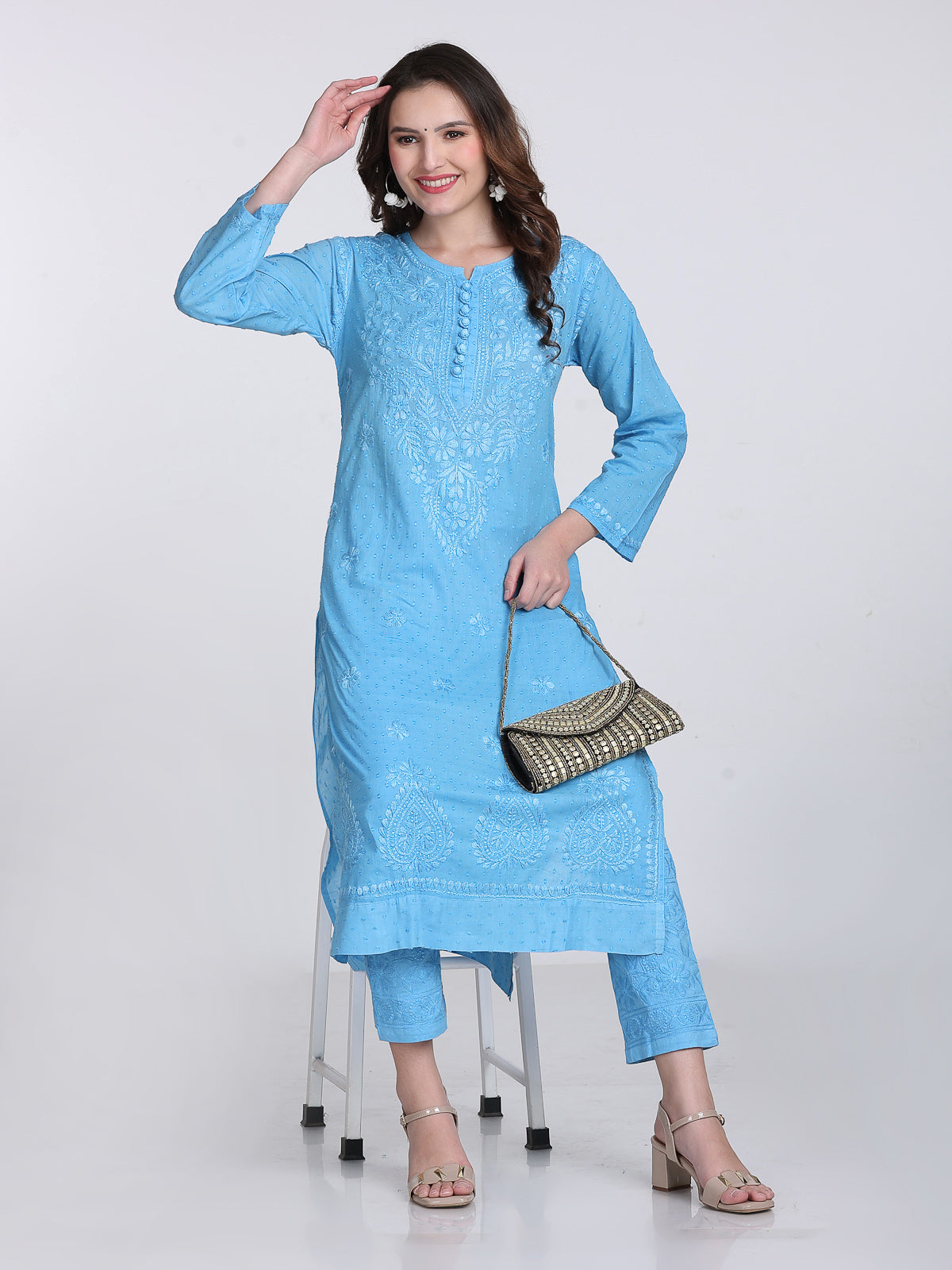 Trending Cotton Dyed Chikankari Co-ord Set In Beautiful Shades