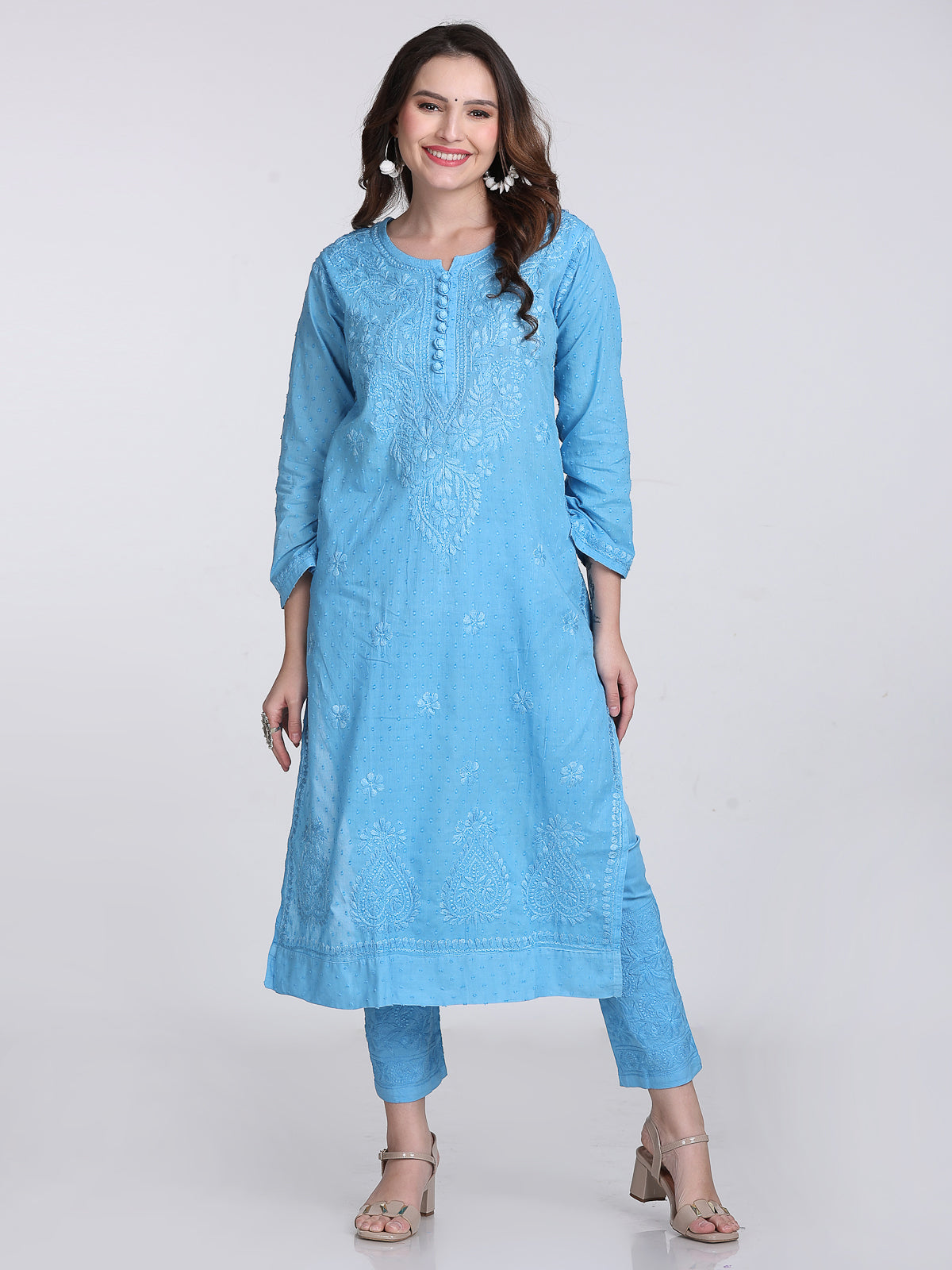 Trending Cotton Dyed Chikankari Co-ord Set In Beautiful Shades