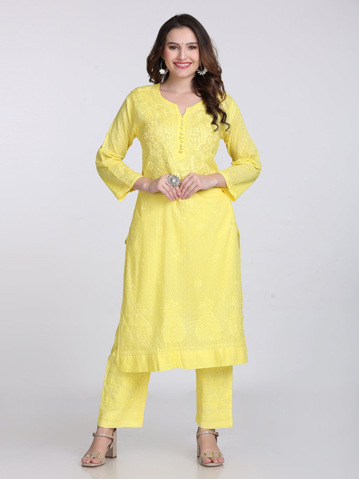 Trending Cotton Dyed Chikankari Co-ord Set In Beautiful Shades