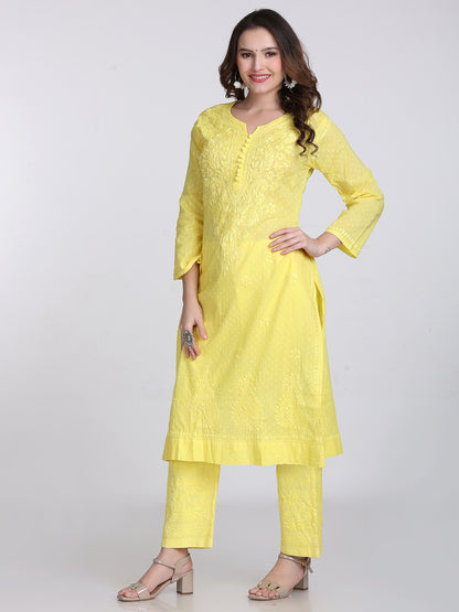 Trending Cotton Dyed Chikankari Co-ord Set In Beautiful Shades