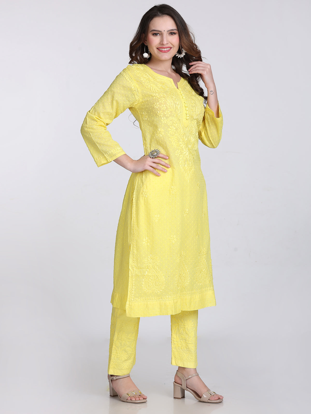 Trending Cotton Dyed Chikankari Co-ord Set In Beautiful Shades