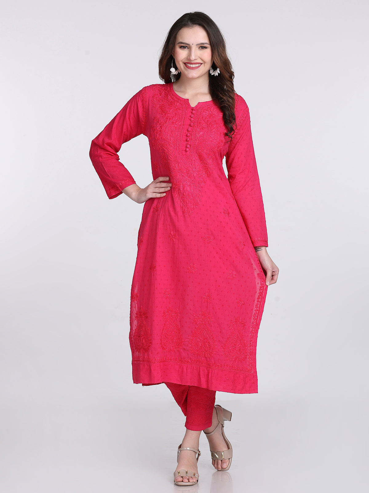 Trending Cotton Dyed Chikankari Co-ord Set In Beautiful Shades