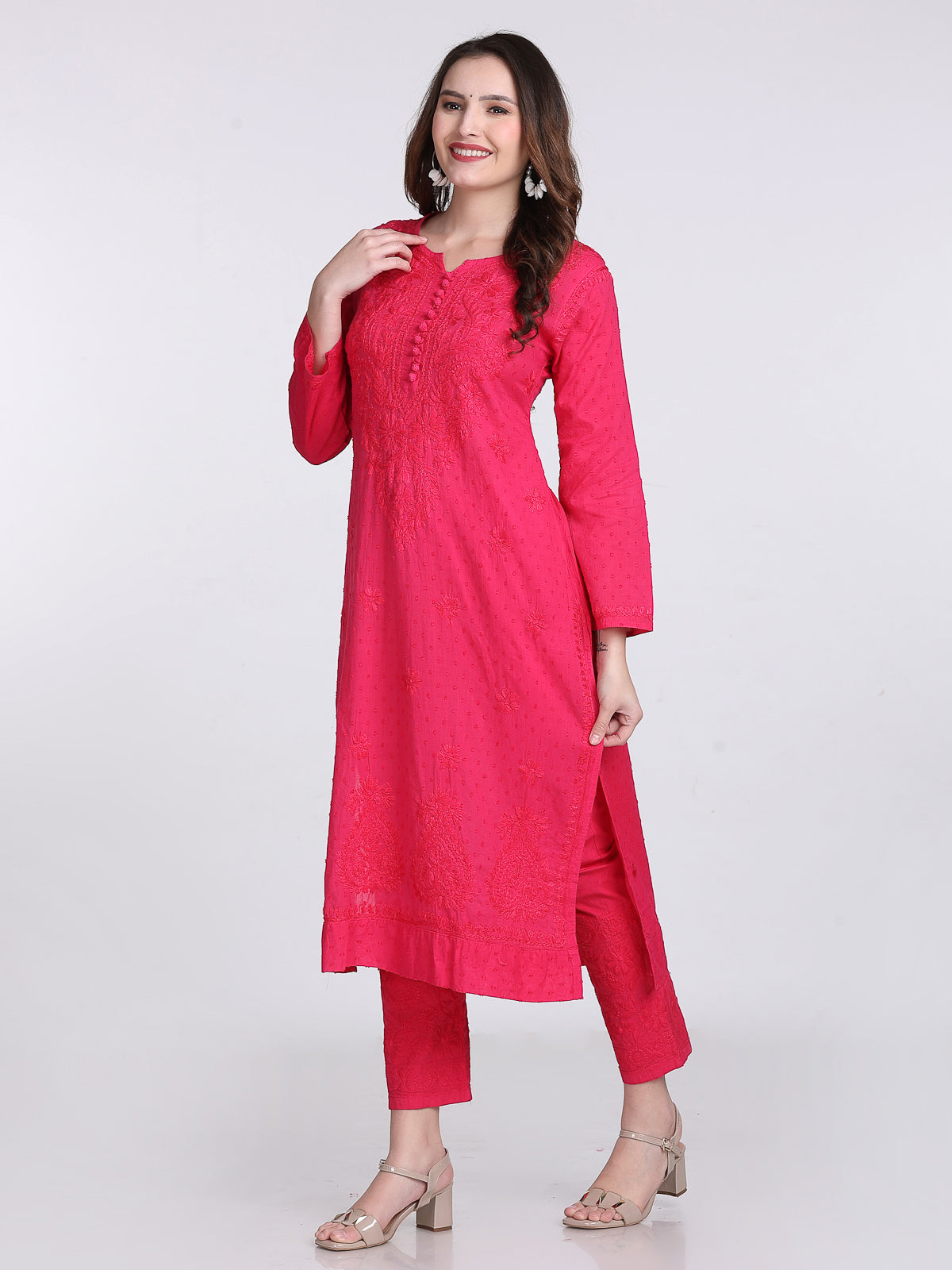 Trending Cotton Dyed Chikankari Co-ord Set In Beautiful Shades