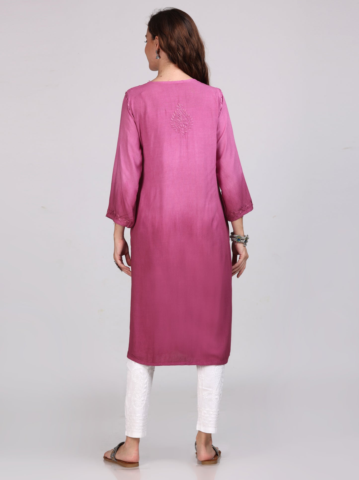 Ombre Dyed Chikankari Straight Kurtas