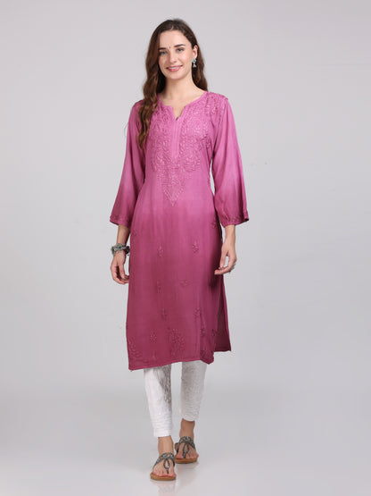 Ombre Dyed Chikankari Straight Kurtas