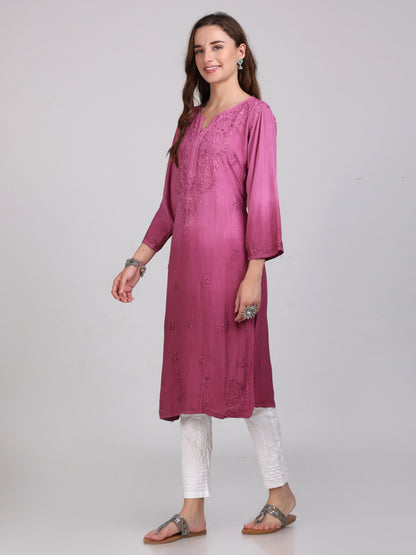 Ombre Dyed Chikankari Straight Kurtas