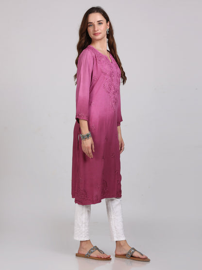 Ombre Dyed Chikankari Straight Kurtas