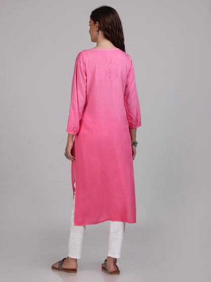 Ombre Dyed Chikankari Straight Kurtas