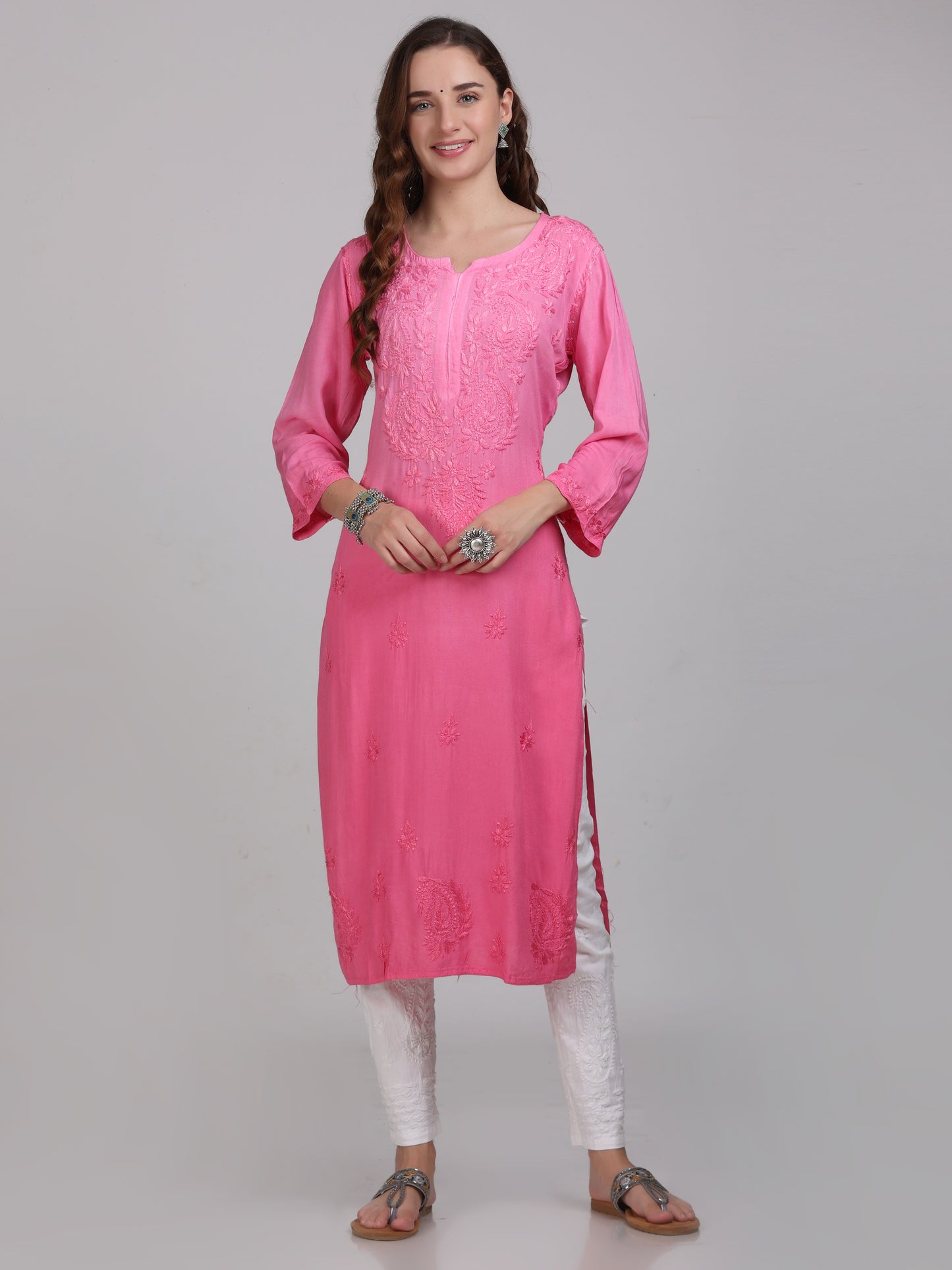 Ombre Dyed Chikankari Straight Kurtas