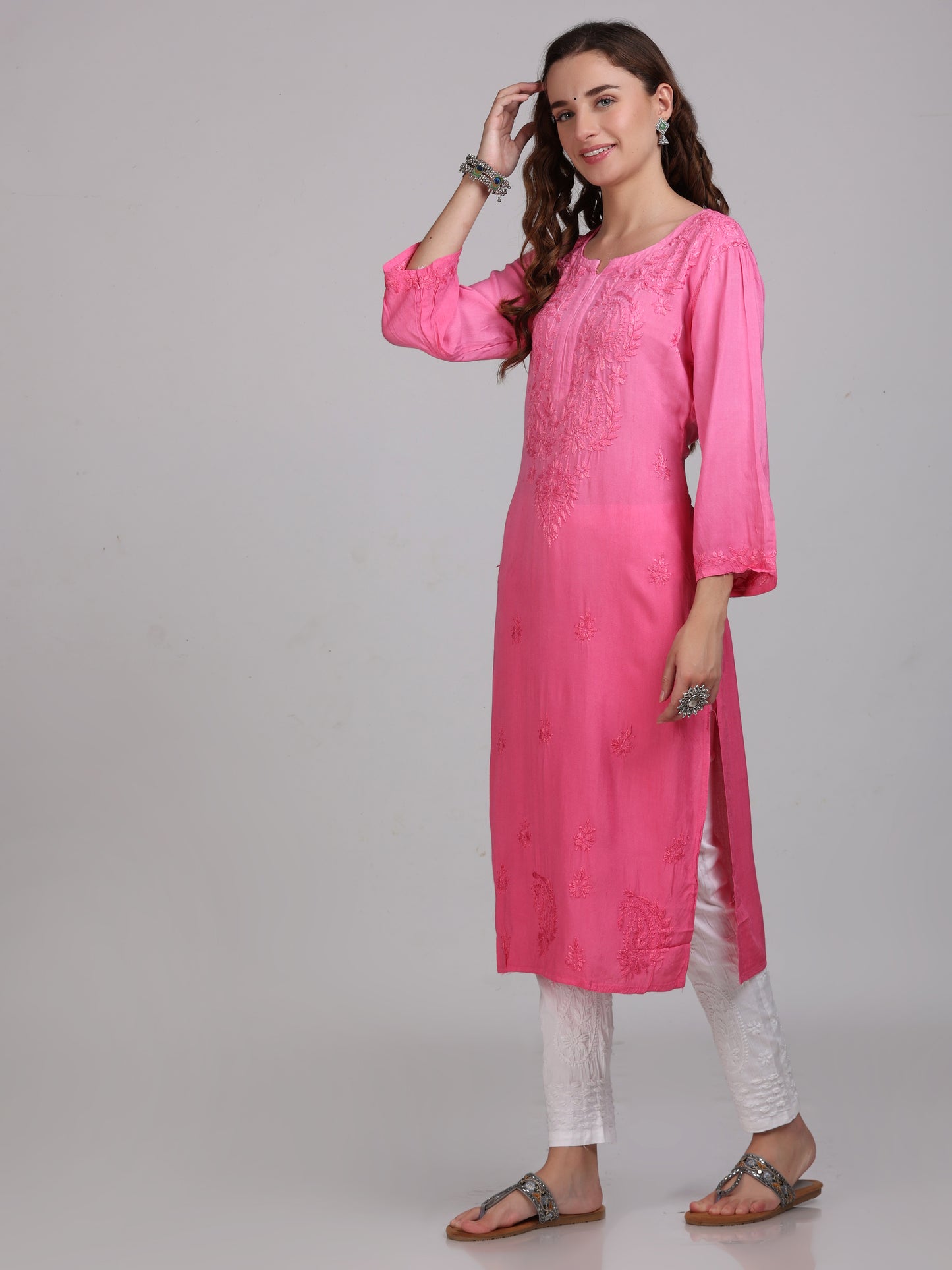 Ombre Dyed Chikankari Straight Kurtas