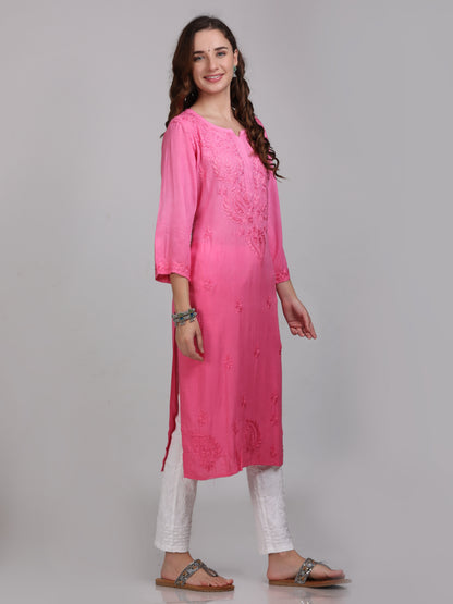 Ombre Dyed Chikankari Straight Kurtas