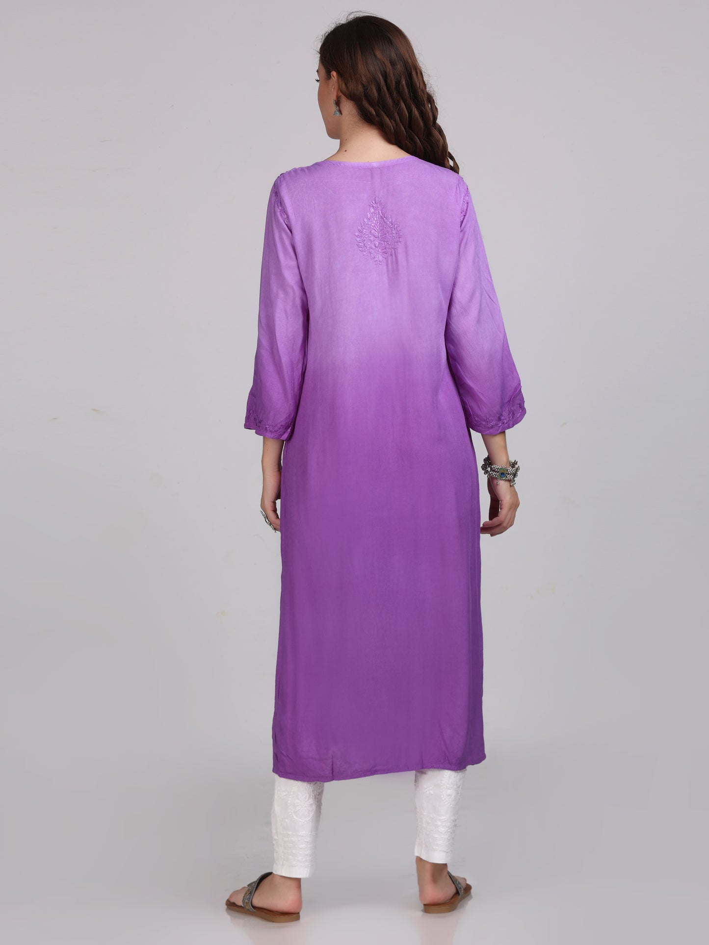 Ombre Dyed Chikankari Straight Kurtas