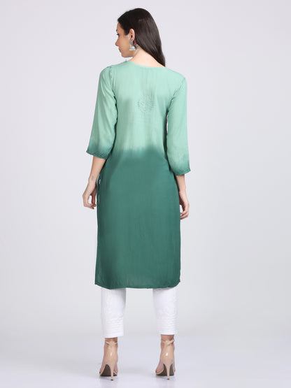 Ombre Dyed Chikankari Straight Kurtas