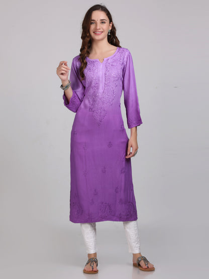 Ombre Dyed Chikankari Straight Kurtas